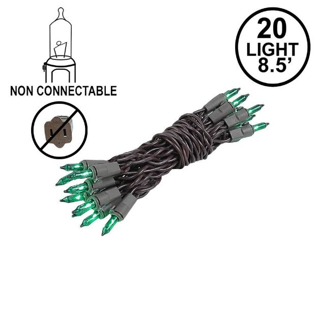Non Connectable Green Brown Wire Mini Lights 20 Light 8.5'