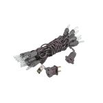 Clear 20 Light 9' Long Brown Wire Christmas Mini Lights