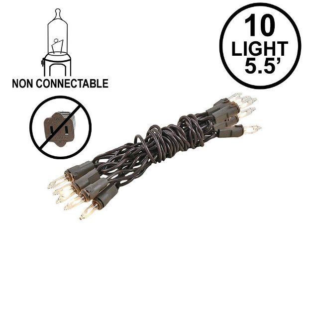 10 Light 5.5' Brown Wire Christmas Mini Lights