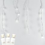 Warm White LED Icicle Lights on White Wire 70 Bulbs