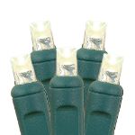 Warm White LED Icicle Lights on Green Wire 70 Bulbs