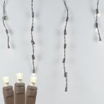 Warm White LED Icicle Lights on Brown Wire 70 Bulbs