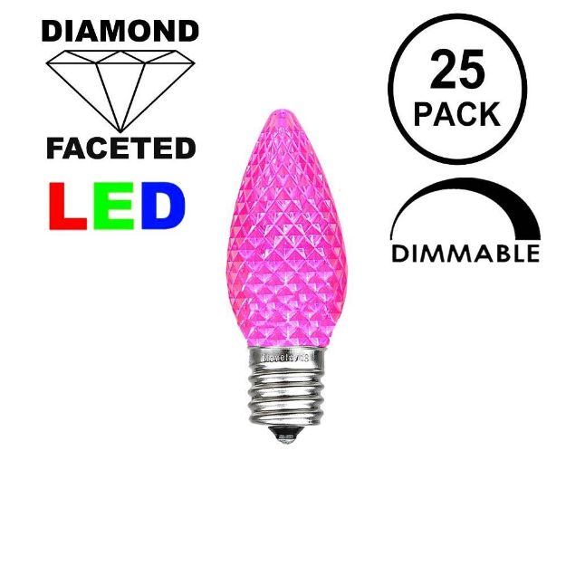Pink C7 LED Replacement Bulbs 25 Pack