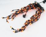 Frosted Orange 100 Light Icicle Lights Black Wire Medium Drops
