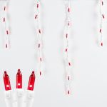 Red 100 Light Icicle Lights White Wire Medium Drops