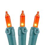 Amber/Orange Christmas Mini Lights 100 Light 50 Feet Long on Green Wire