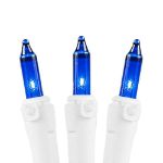 Blue 50 Light 11' Long White Wire Christmas Mini Lights