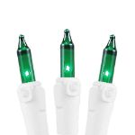 Green 50 Light 11' Long White Wire Christmas Mini Lights