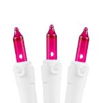 Pink 50 Light 11' Long White Wire Christmas Mini Lights