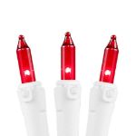 Red 50 Light 11' Long White Wire Christmas Mini Lights