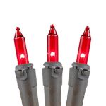 Red Christmas Mini Lights 100 Light 50 Feet Long on Brown Wire