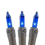 Blue Christmas Mini Lights 50 Light on Brown Wire 11 Feet Long