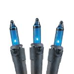 Teal Christmas Mini Lights 100 Light 50 Feet Long on Black Wire
