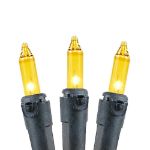 Yellow Christmas Mini Lights 100 Light 50 Feet Long on Black Wire