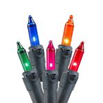 Multi Christmas Mini Lights 100 Light 50 Feet Long on Black Wire