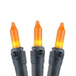 Frosted Orange Mini Lights 100 Light 50 Feet Long on Black Wire
