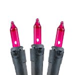 Pink Christmas Mini Lights 50 Light on Black Wire 11 Feet Long