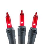 Red Christmas Mini Lights 50 Light on Black Wire 11 Feet Long