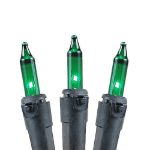 Green Christmas Mini Lights 50 Light on Black Wire 11 Feet Long
