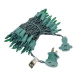 Green 50 Light 11' Long Green Wire Christmas Mini Lights