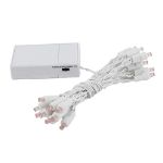 20 LED Battery Operated Lights Pink White Wire