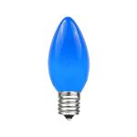 C9 25 Light String Set with Ceramic Blue Bulbs on White Wire