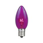 C9 25 Light String Set with Purple Bulbs on White Wire
