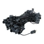 100 C9 Christmas Light Set - Orange Bulbs - Black Wire