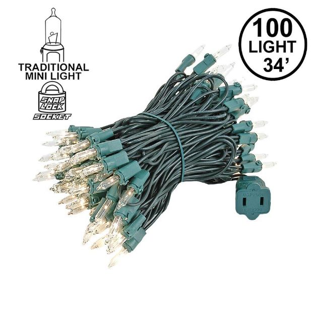 Clear Christmas Mini Lights 100 Light 34 Feet Long