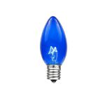 25 Light String Set with Blue Transparent C7 Bulbs on Green Wire