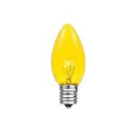 25 Light String Set with Yellow/Gold Transparent C7 Bulbs on Green Wire