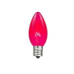 25 Light String Set with Pink Transparent C7 Bulbs on Green Wire