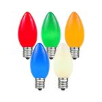 100 C7 String Light Set with Multi Colored Ceramic Bulbs on Green Wire