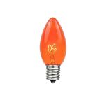 25 Light String Set with Amber/Orange Transparent C7 Bulbs on Brown Wire