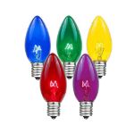 25 Light String Set with Assorted Transparent C7 Bulbs on Black Wire 