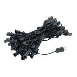 100 C7 String Light Set with Orange Ceramic Bulbs on Black Wire