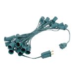 25 Light String Set with Red LED C7 Bulbs on Green Wire