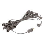 25 G30 Globe Light String Set with Orange Satin Bulbs on Brown Wire