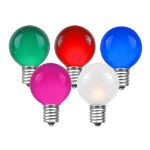 25 G30 Globe Light String Set with Multi Colored Satin Bulbs on Brown Wire