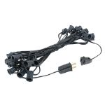 25 G30 Globe Light String Set with Yellow Satin Bulbs on Black Wire