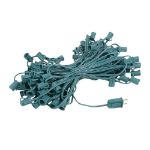 100 G30 Globe String Light Set with Blue Satin Bulbs on Green Wire