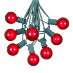 25 G40 Globe String Light Set with Red SatinBulbs on Green Wire