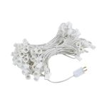 100 G40 Globe String Light Set with Red Satin Bulbs on White Wire