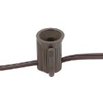 25 Light String Set with Red Ceramic C7 Bulbs on Brown Wire