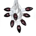 100 C9 Christmas Light Set - Black Light Very Dark Purple Bulbs - White Wire