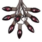 100 C9 Christmas Light Set - Black Light Very Dark Purple Bulbs - Brown Wire