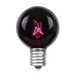 100 G50 Globe Light String Set with Black Light Bulbs (Very Dark Purple) on Brown Wire