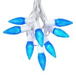 25 Light String Set with Blue LED C9 Bulbs on White Wire