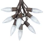 25 Light String Set with Pure White LED C9 Bulbs on Brown Wire