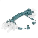 25 Warm White LED C9 Pre-Lamped String Lights Green Wire